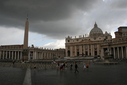 Dark clouds packing over St Peter's Basilica